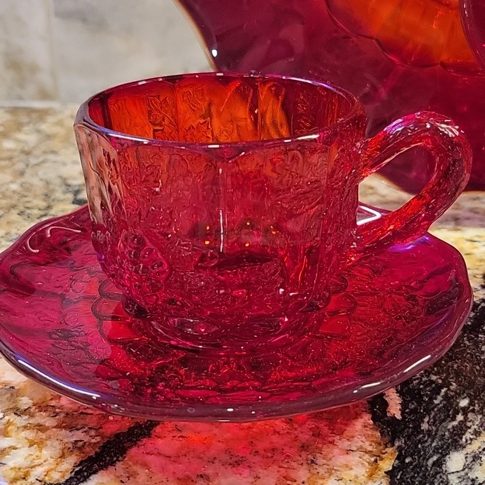 Westmoreland Paneled Grape Ruby Red Elegant Glass – Mid Century Vintage №6